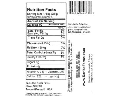 Nutcrusters Onion Pistachio Paleo Atkins Flax Nutrition Information
